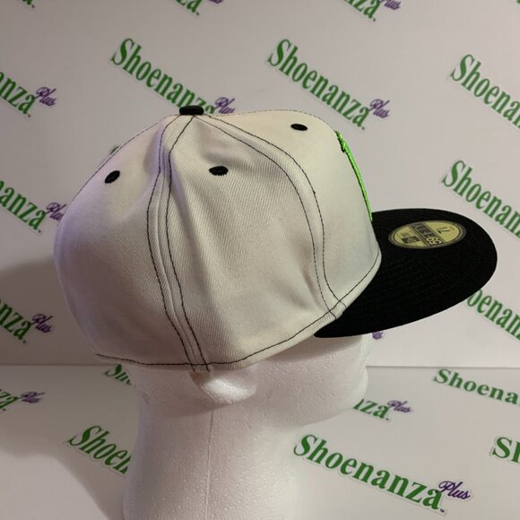 Monster Energy New Era 59Fifty Hat Flat Brim Fitted Cap Off White Black 7 5/8 - Picture 5 of 7